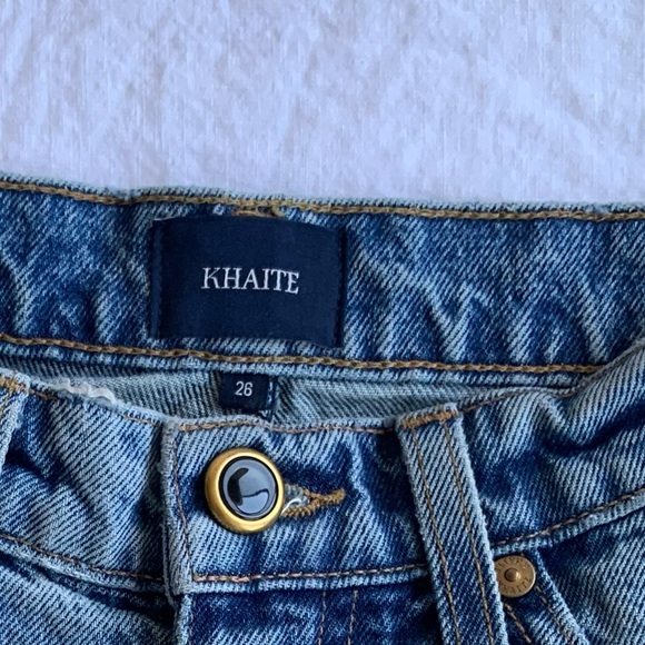 NWT Khaite Maggie Denim Jean Cotton Pencil Knee Length Skirt Blue Santa Cruz - Picture 4 of 6